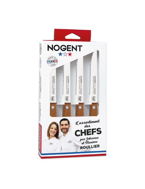 Coffret Chefs Table Steak Cerisier NOGENT 4 pièces couteaux