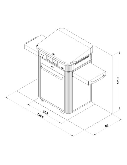 Combo Plancha électrique chariot ENO Enosign 65cm inox