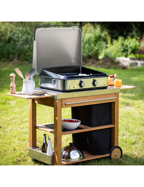 Chariot Mobilot pour plancha ENO bois et inox