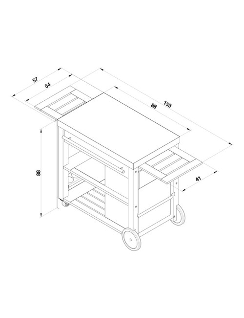 Chariot Mobilot pour plancha ENO bois et inox