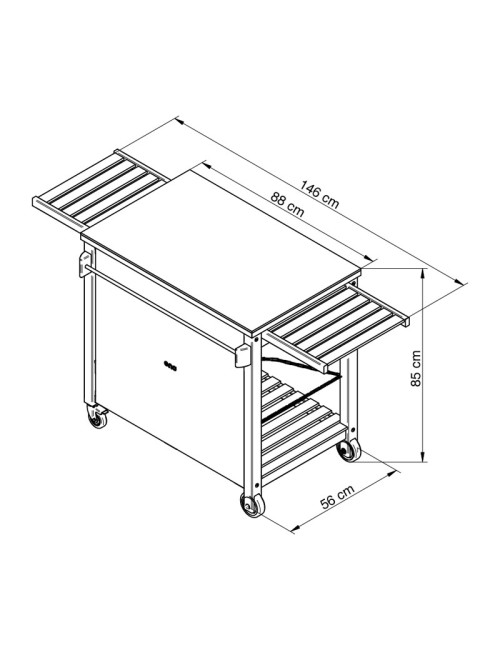 Chariot Emile pour plancha ENO bois et HPL