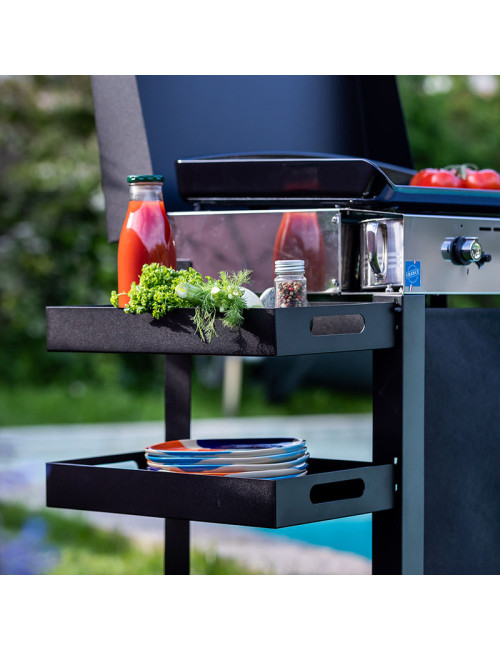Combo plancha gaz chariot ENO Initial 50cm 2 brûleurs inox noir