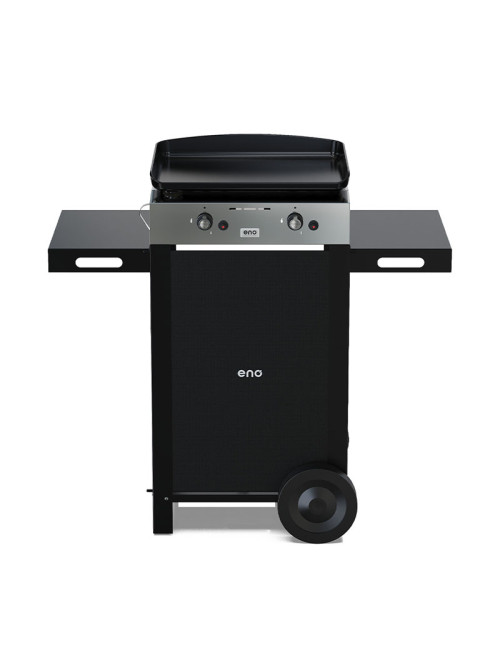 Combo plancha gaz chariot ENO Initial 50cm 2 brûleurs inox noir