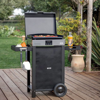 Combo plancha électrique chariot ENO Initial 50cm inox noir
