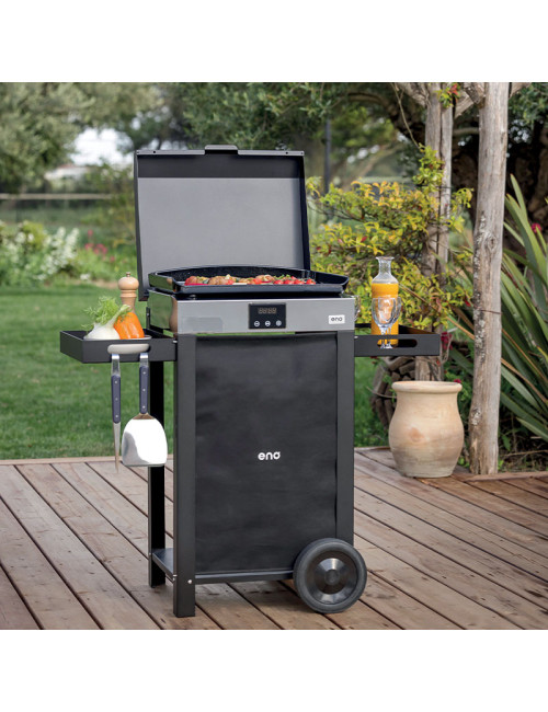 Combo plancha électrique chariot ENO Initial 50cm inox noir