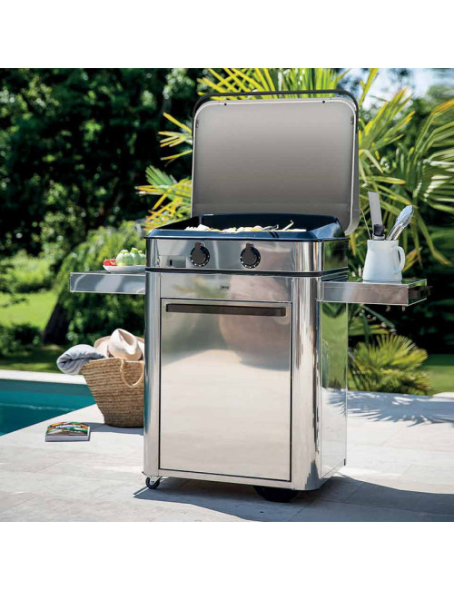 Combo plancha gaz chariot ENO Enosign 65cm 2 brûleurs - 3 coloris