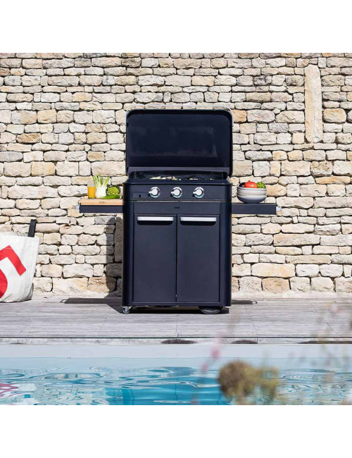 Combo plancha gaz chariot ENO Enosign 80cm 3 brûleurs - 3 coloris