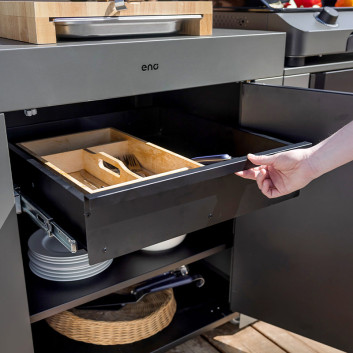 Tiroir noir ENO Modulo pour cuisine d'extérieur