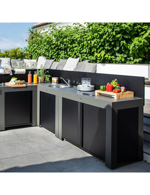 Crédence arrière noire ENO 60cm Modulo pour cuisine d'extérieur