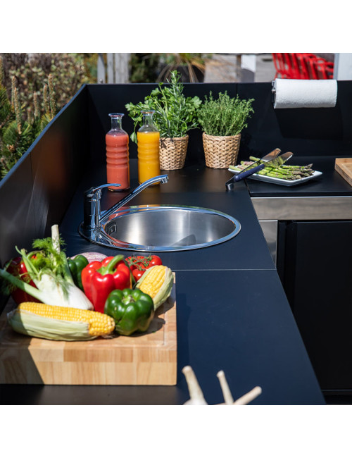 Crédence latérale noire ENO Modulo Félix pour cuisine d'extérieur