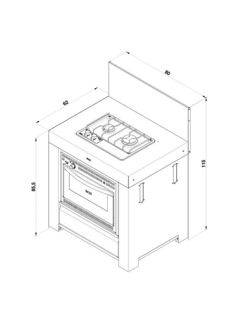 Module Combiné ENO 80cm table cuisson et four cuisine d'extérieur - 2 coloris