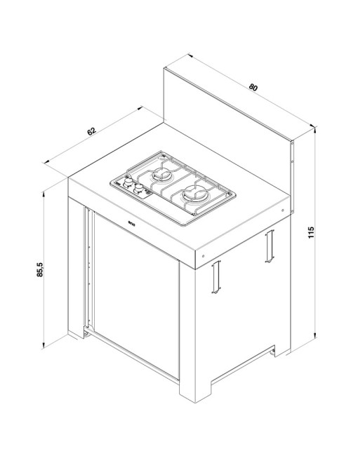 Module table Master encastrée ENO 80cm cuisine d'extérieur - 2 coloris