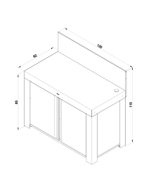 Meuble plancha ENO Félix 120cm cuisine d'extérieur - 2 coloris
