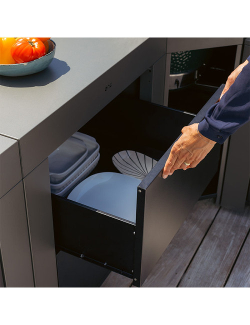 Plan de travail ENO Modulo 2 tiroirs cuisine d'extérieur - 2 coloris