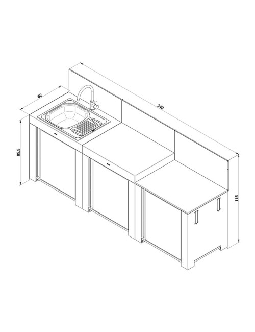 Ensemble Cuisine Classic ENO 3 modules cuisine d'extérieur - 2 coloris