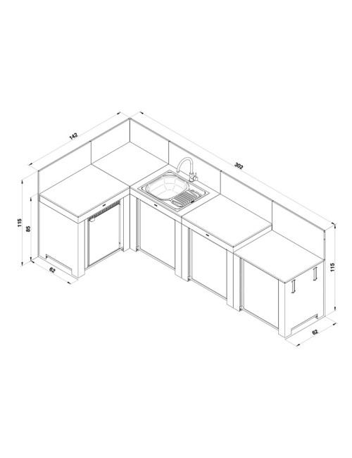 Ensemble Cuisine Comfort ENO 4 modules cuisine d'extérieur - 2 coloris