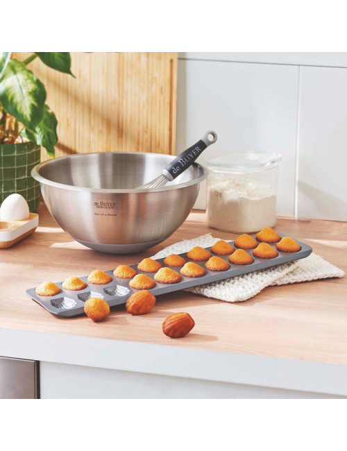 Moule plaque à 20 mini-madeleines DE BUYER acier antiadhésif
