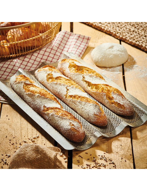 Plaque perforée DE BUYER 3 baguettes en inox