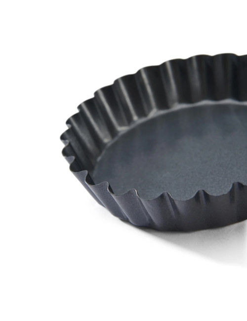 Moule rond à tartelettes DE BUYER rond cannelé acier antiadhésif - 2 tailles