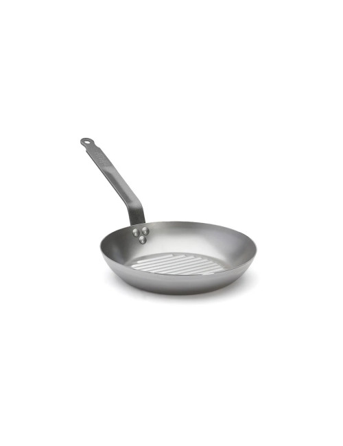 Poêle grill DE BUYER Carbone Plus ronde en tôle d'acier - 2 tailles