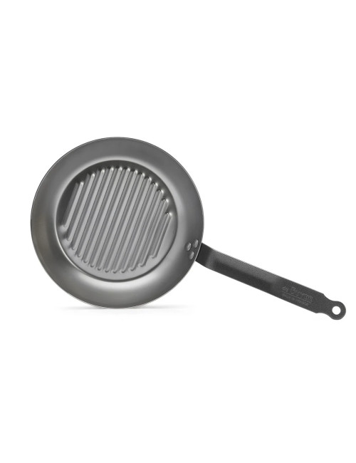 Poêle grill DE BUYER Carbone Plus ronde en tôle d'acier - 2 tailles