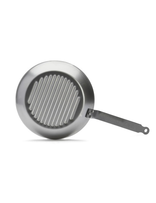 Poêle grill DE BUYER Carbone Plus ronde en tôle d'acier - 2 tailles