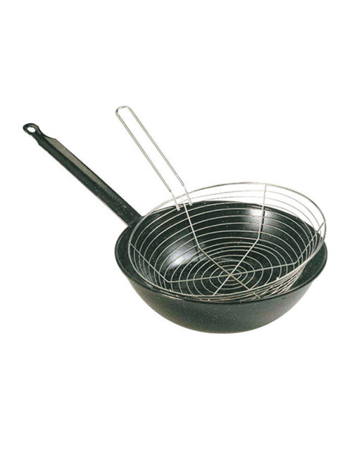 Poêle à frire MATFER en tôle émaillée avec panier 24cm