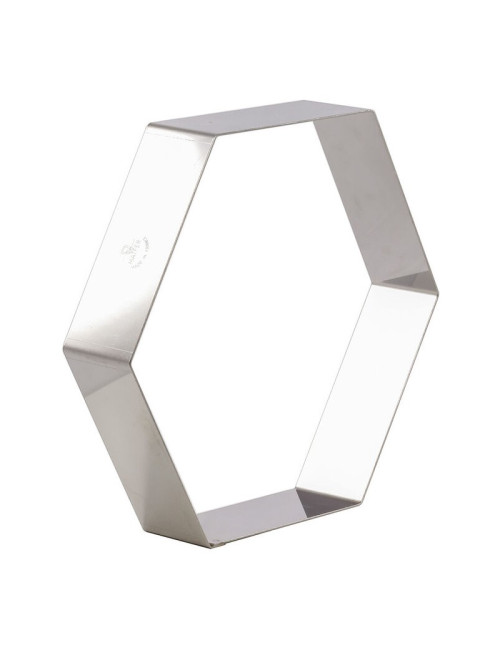 Cercle à entremets MATFER hexagone en inox hauteur 4.5cm - 2 tailles