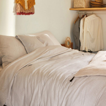 Housse de couette BLANC DES VOSGES Gramines Crème 200x200cm