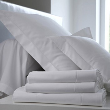 Drap housse Uni BLANC DES VOSGES Percale 160x200cm Bonnet 35cm blanc