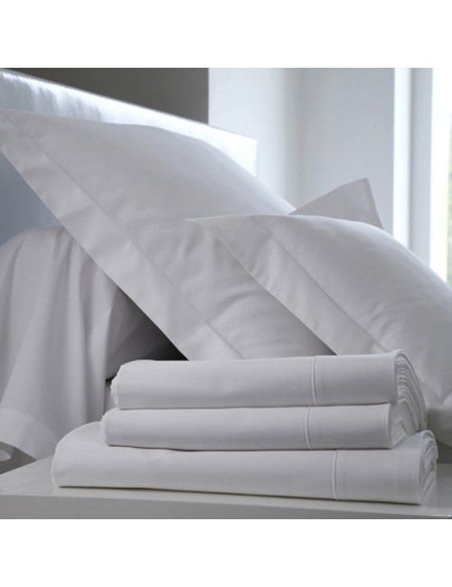 Drap housse Uni BLANC DES VOSGES Percale 160x200cm Bonnet 35cm blanc