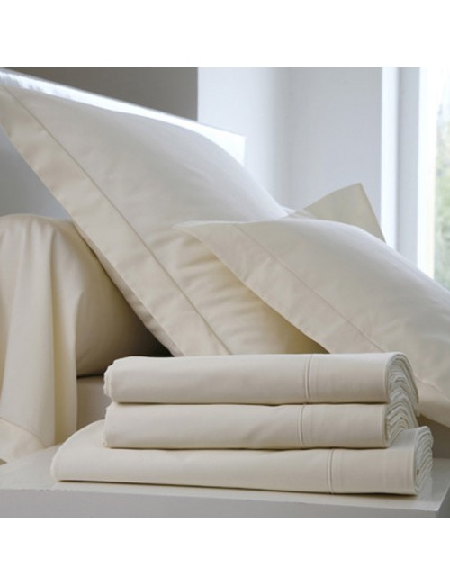 Drap housse Uni BLANC DES VOSGES Satin Bonnet 40 naturel 140x190cm