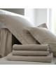 Drap housse Uni BLANC DES VOSGES Satin Bonnet 40 chanvre 180x200CM