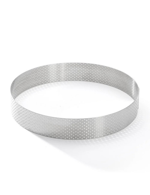 Cercle à tarte rond DE BUYER Valrhona en inox perforé 20.5cm