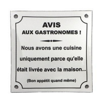 Plaque émaillée Avis aux Gastronomes EMAIL REPLICA 15x15cm