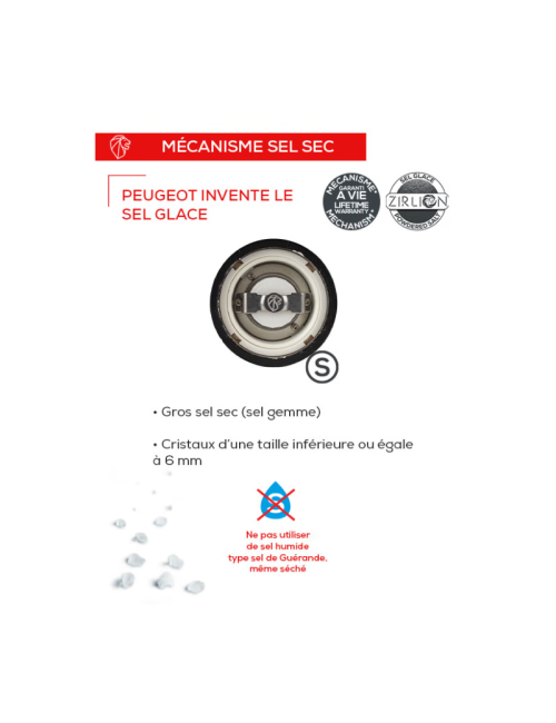 Set de 2 moulins à poivre et à sel sec PEUGEOT SAVEURS Paris u'Select Zirlion Chocolat 18cm