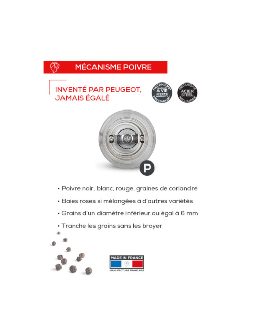 Moulin à poivre PEUGEOT SAVEURS Bistro transparent