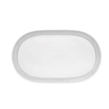 Plat ovale DEGRENNE Couronne argentée en porcelaine 38x23.5cm
