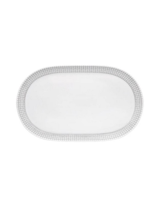 Plat ovale DEGRENNE Couronne argentée en porcelaine 38x23.5cm