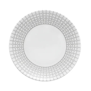 6 assiettes DEGRENNE Couronne argentée en porcelaine - 4 tailles