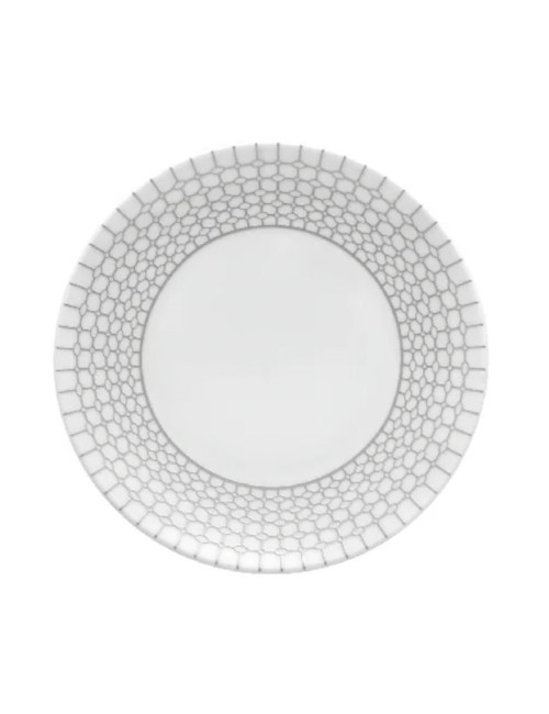 6 assiettes DEGRENNE Couronne argentée en porcelaine - 4 tailles