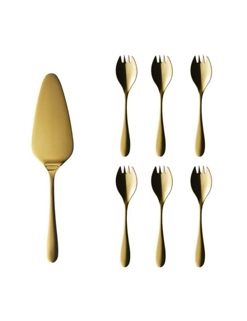 Coffret 6 fourchettes à gâteau et pelle à tarte DEGRENNE Onde Gold