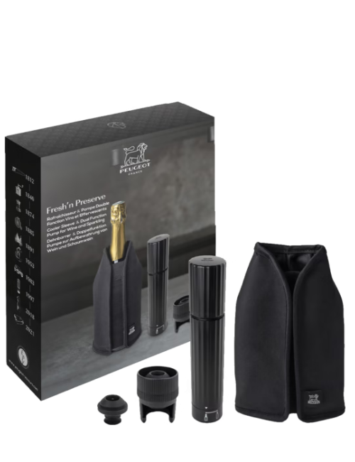 Coffret PEUGEOT SAVEURS pompe double fonction et gaine rafraîchissante Fresh'n'Preserve Frizz