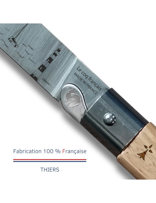 Couteau de poche LE COQ FRANCAIS Le P'tit Coq Bretagne manche en bois de chêne