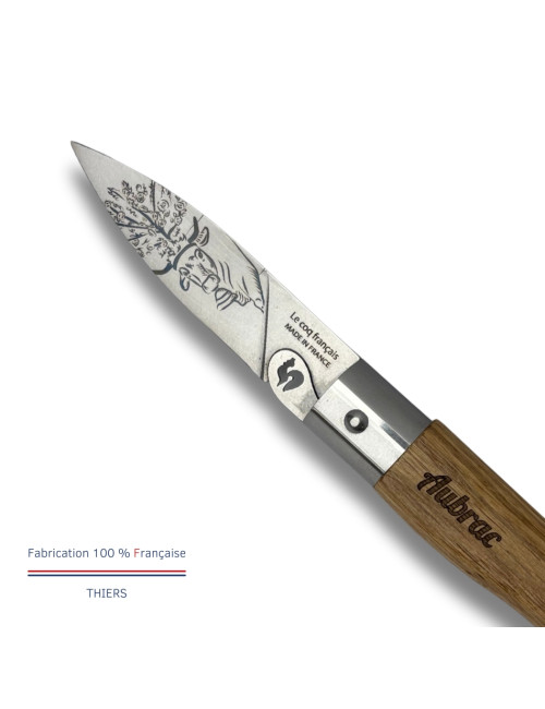 Couteau de poche LE COQ FRANCAIS Le Coq Virole Aubrac manche en bois de chêne