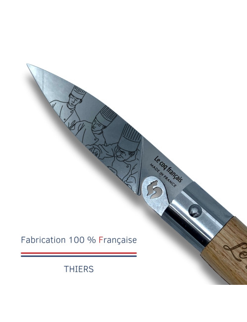 Couteau de poche LE COQ FRANCAIS Le Coq Virole Lyonnais manche en bois de chêne