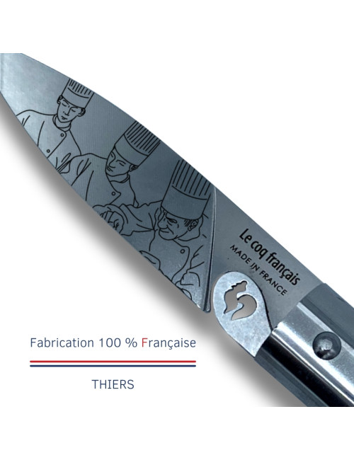 Couteau de poche LE COQ FRANCAIS Le Coq Virole Lyonnais manche en bois de chêne