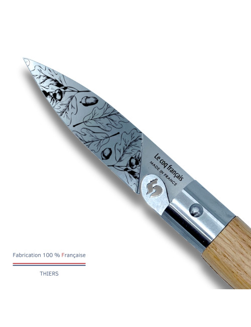 Couteau de poche LE COQ FRANCAIS Le Coq Virole Nature Chêne manche en bois de chêne