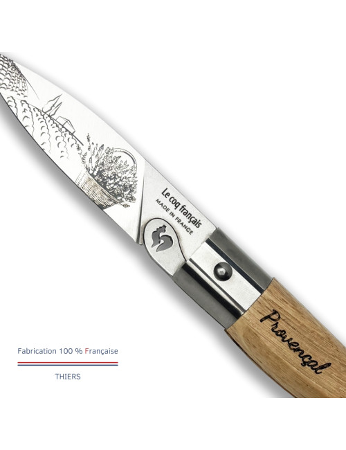 Couteau de poche LE COQ FRANCAIS Le Coq Virole Provençal manche en bois de chêne