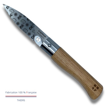Couteau de poche LE COQ FRANCAIS Le Coq Virole Savoyard manche en bois de chêne